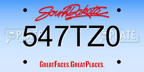 547TZ0 South Dakota License Plate