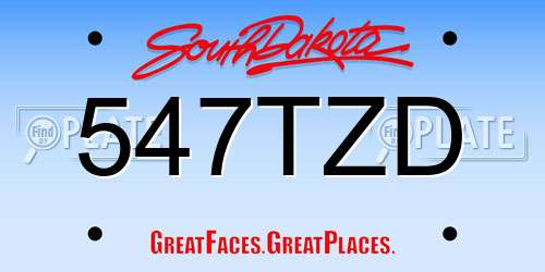 547TZD South Dakota License Plate