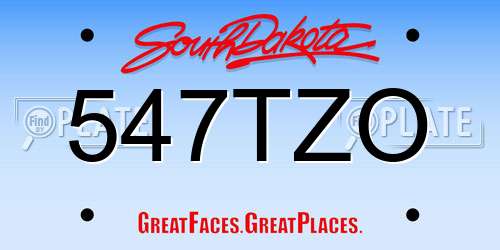547TZO South Dakota License Plate