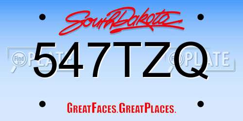 547TZQ South Dakota License Plate