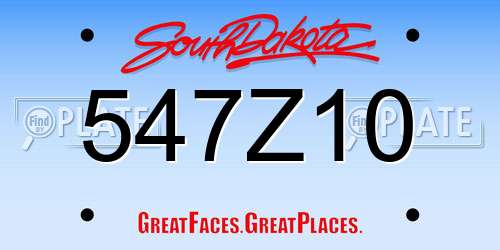 547Z10 South Dakota License Plate