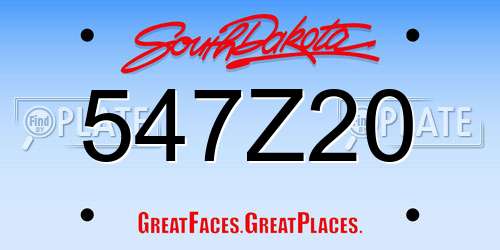 547Z20 South Dakota License Plate