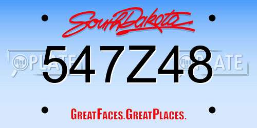 547Z48 South Dakota License Plate