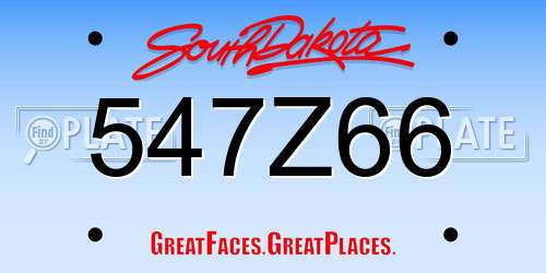 547Z66 South Dakota License Plate