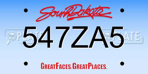 547ZA5 South Dakota License Plate