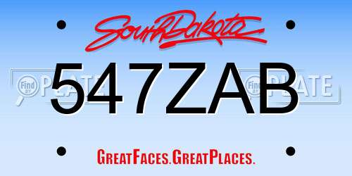 547ZAB South Dakota License Plate