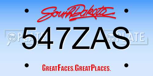 547ZAS South Dakota License Plate