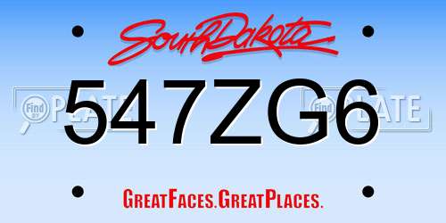 547ZG6 South Dakota License Plate