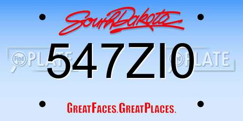 547ZI0 South Dakota License Plate