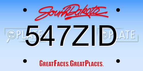 547ZID South Dakota License Plate