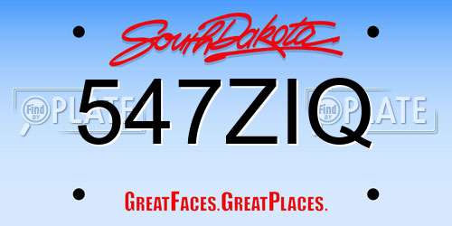 547ZIQ South Dakota License Plate