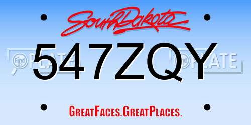 547ZQY South Dakota License Plate