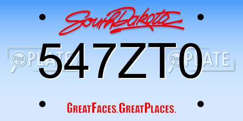 547ZT0 South Dakota License Plate