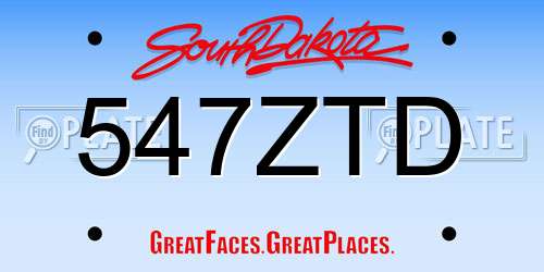 547ZTD South Dakota License Plate