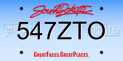 547ZTO South Dakota License Plate