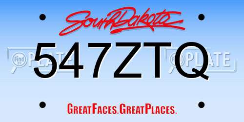 547ZTQ South Dakota License Plate