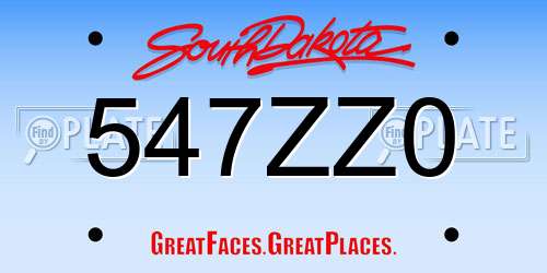 547ZZ0 South Dakota License Plate