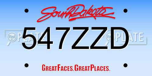 547ZZD South Dakota License Plate