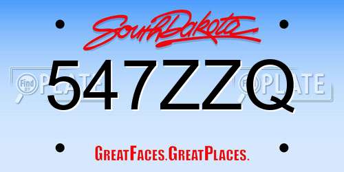 547ZZQ South Dakota License Plate