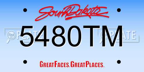 5480TM South Dakota License Plate