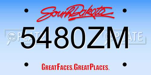 5480ZM South Dakota License Plate