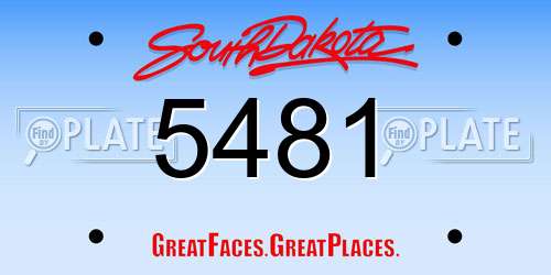 5481 South Dakota License Plate