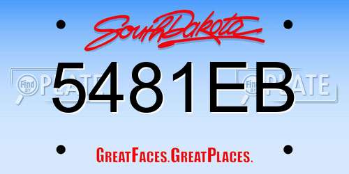 5481EB South Dakota License Plate