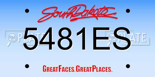 5481ES South Dakota License Plate