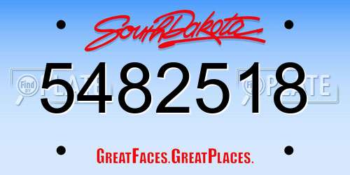 5482518 South Dakota License Plate