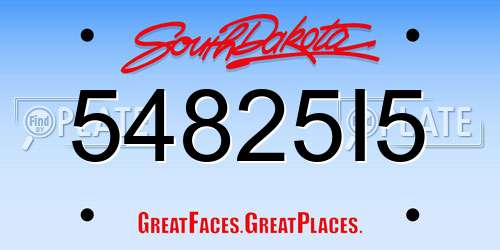 54825I5 South Dakota License Plate