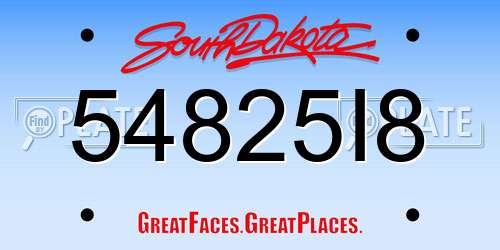 54825I8 South Dakota License Plate