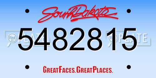 5482815 South Dakota License Plate