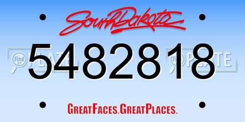 5482818 South Dakota License Plate