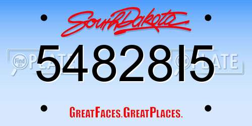 54828I5 South Dakota License Plate