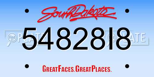54828I8 South Dakota License Plate