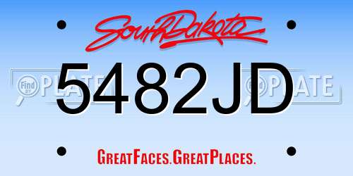 5482JD South Dakota License Plate