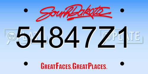 54847Z1 South Dakota License Plate