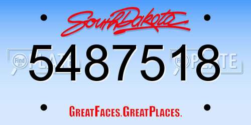 5487518 South Dakota License Plate