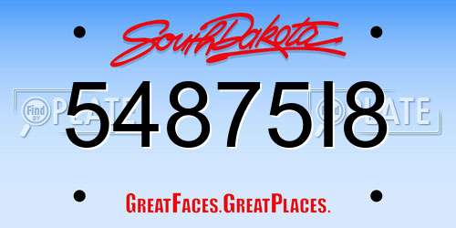 54875I8 South Dakota License Plate