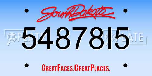 54878I5 South Dakota License Plate