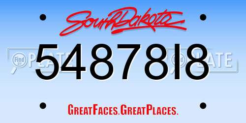 54878I8 South Dakota License Plate