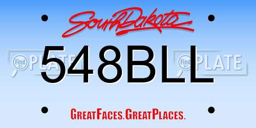 548BLL South Dakota License Plate
