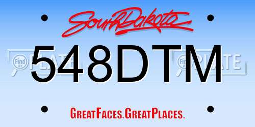 548DTM South Dakota License Plate