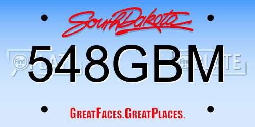 548GBM South Dakota License Plate