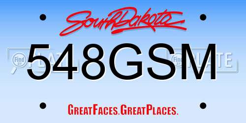 548GSM South Dakota License Plate