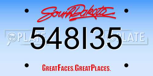 548I35 South Dakota License Plate