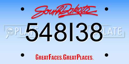 548I38 South Dakota License Plate