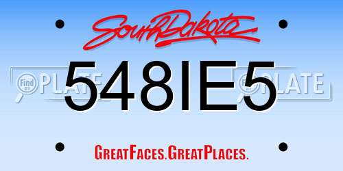 548IE5 South Dakota License Plate