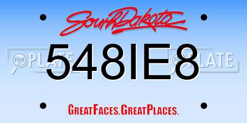 548IE8 South Dakota License Plate