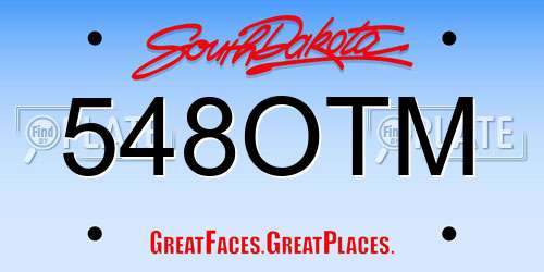 548OTM South Dakota License Plate